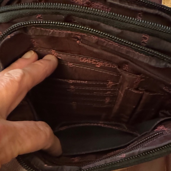 Anuschka Artistic Tan and Orange Crossbody Bag - Picture 4 of 4